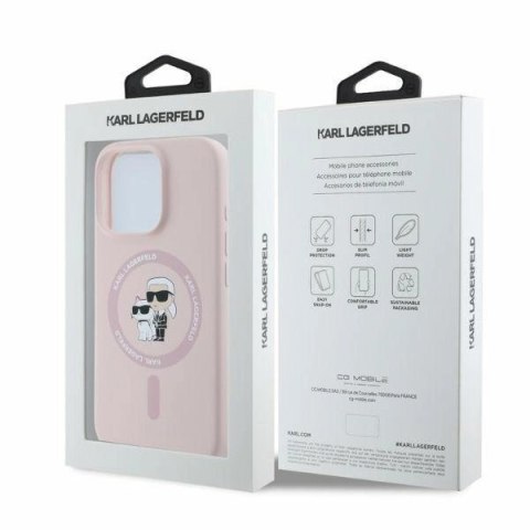 Etui Karl Lagerfeld Silicone Karl&Choupette Heads MagSafe na iPhone 16 Pro Max - różowe Etui Karl Lagerfeld Silicone Karl&Choupette Heads MagSafe na iPhone 16 Pro Max - różowe