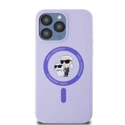 Etui Karl Lagerfeld Silicone Karl&Choupette Heads Ring MagSafe na iPhone 15 Pro Max - fioletowe Etui Karl Lagerfeld Silicone Karl&Choupette Heads Ring MagSafe na iPhone 15 Pro Max - fioletowe