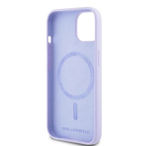Etui Karl Lagerfeld Silicone Karl&Choupette Heads Ring MagSafe na iPhone 15 - fioletowe Etui Karl Lagerfeld Silicone Karl&Choupette Heads Ring MagSafe na iPhone 15 - fioletowe