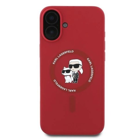 Etui Karl Lagerfeld Silicone Karl&Choupette Heads Ring MagSafe na iPhone 16 Plus - czerwone Etui Karl Lagerfeld Silicone Karl&Choupette Heads Ring MagSafe na iPhone 16 Plus - czerwone