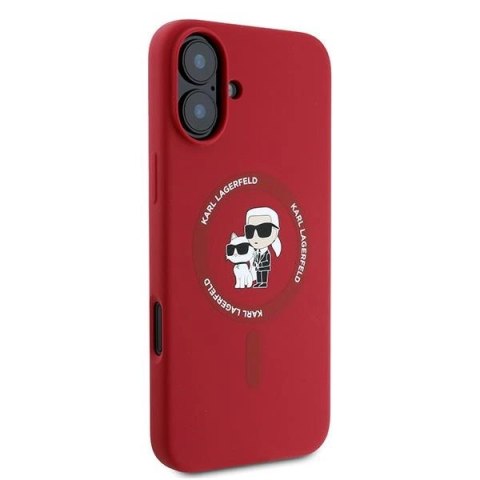 Etui Karl Lagerfeld Silicone Karl&Choupette Heads Ring MagSafe na iPhone 16 Plus - czerwone Etui Karl Lagerfeld Silicone Karl&Choupette Heads Ring MagSafe na iPhone 16 Plus - czerwone
