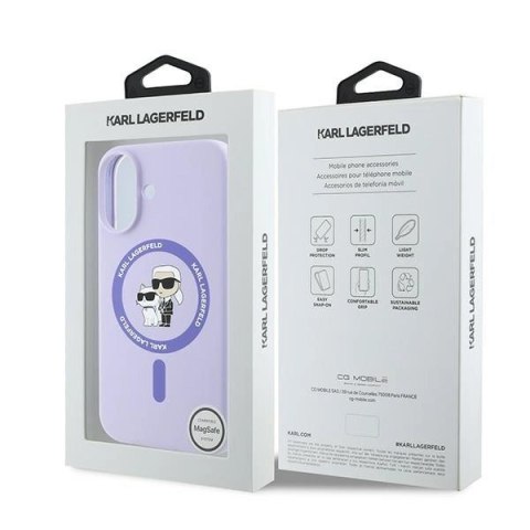 Etui Karl Lagerfeld Silicone Karl&Choupette Heads Ring MagSafe na iPhone 16 Plus - fioletowe Etui Karl Lagerfeld Silicone Karl&Choupette Heads Ring MagSafe na iPhone 16 Plus - fioletowe