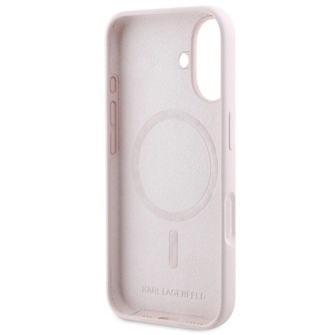 Etui Karl Lagerfeld Silicone Karl&Choupette Heads Ring MagSafe na iPhone 16 Plus - różowe