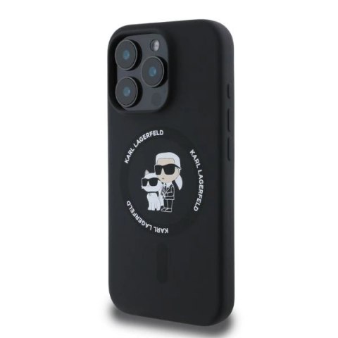 Etui Karl Lagerfeld Silicone Karl&Choupette Heads Ring MagSafe na iPhone 16 Pro Max - czarne Etui Karl Lagerfeld Silicone Karl&Choupette Heads Ring MagSafe na iPhone 16 Pro Max - czarne