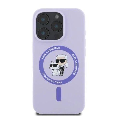 Etui Karl Lagerfeld Silicone Karl&Choupette Heads Ring MagSafe na iPhone 16 Pro Max - fioletowe Etui Karl Lagerfeld Silicone Karl&Choupette Heads Ring MagSafe na iPhone 16 Pro Max - fioletowe