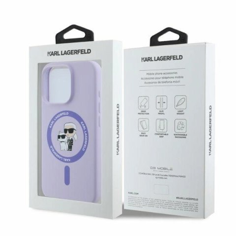 Etui Karl Lagerfeld Silicone Karl&Choupette Heads Ring MagSafe na iPhone 16 Pro Max - fioletowe Etui Karl Lagerfeld Silicone Karl&Choupette Heads Ring MagSafe na iPhone 16 Pro Max - fioletowe