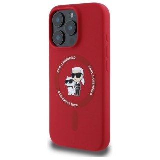 Etui Karl Lagerfeld Silicone Karl&Choupette Heads Ring MagSafe na iPhone 16 Pro - czerwony