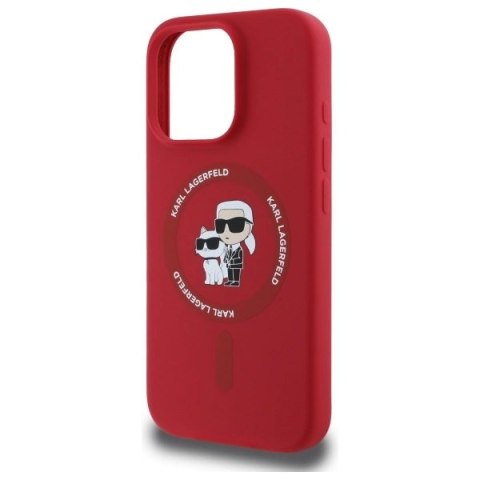 Etui Karl Lagerfeld Silicone Karl&Choupette Heads Ring MagSafe na iPhone 16 Pro - czerwony Etui Karl Lagerfeld Silicone Karl&Choupette Heads Ring MagSafe na iPhone 16 Pro - czerwony