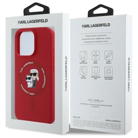 Etui Karl Lagerfeld Silicone Karl&Choupette Heads Ring MagSafe na iPhone 16 Pro - czerwony Etui Karl Lagerfeld Silicone Karl&Choupette Heads Ring MagSafe na iPhone 16 Pro - czerwony