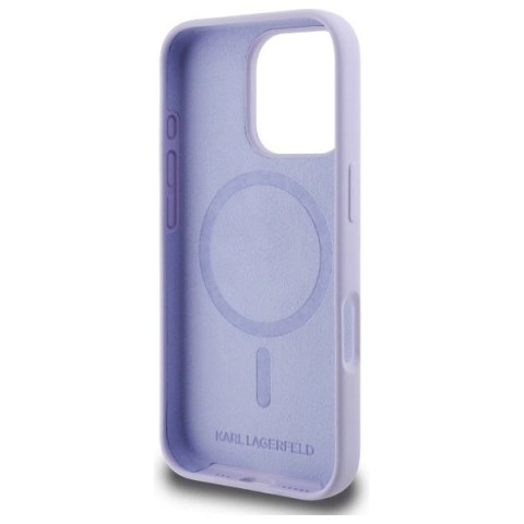 Etui Karl Lagerfeld Silicone Karl&Choupette Heads Ring MagSafe na iPhone 16 Pro - fioletowe Etui Karl Lagerfeld Silicone Karl&Choupette Heads Ring MagSafe na iPhone 16 Pro - fioletowe