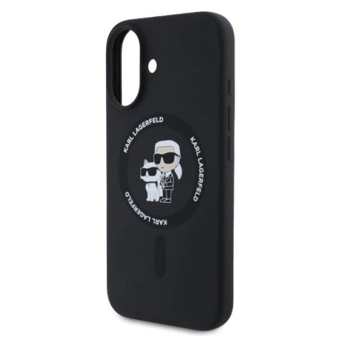 Etui Karl Lagerfeld Silicone Karl&Choupette Heads Ring MagSafe na iPhone 16 - czarne