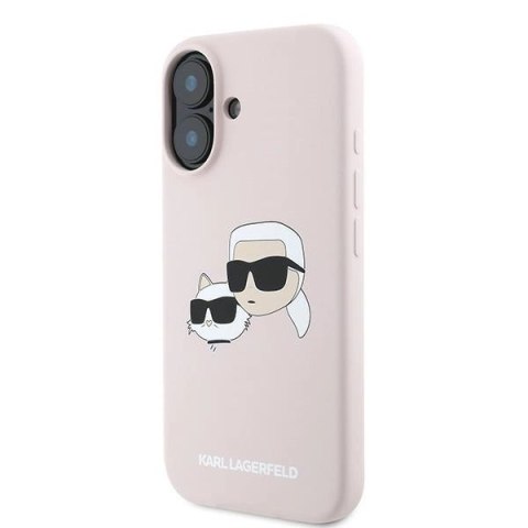 Etui Karl Lagerfeld Silicone nauble Heads Print MagSafe na iPhone 16 Plus - różowe Etui Karl Lagerfeld Silicone nauble Heads Print MagSafe na iPhone 16 Plus - różowe