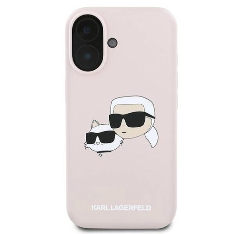 Etui Karl Lagerfeld Silicone nauble Heads Print MagSafe na iPhone 16 Plus - różowe Etui Karl Lagerfeld Silicone nauble Heads Print MagSafe na iPhone 16 Plus - różowe