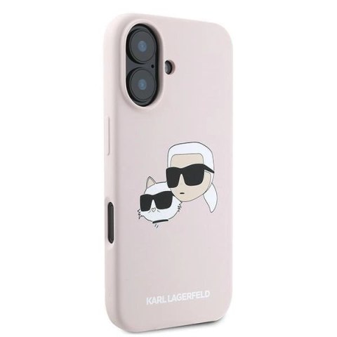 Etui Karl Lagerfeld Silicone nauble Heads Print MagSafe na iPhone 16 Plus - różowe Etui Karl Lagerfeld Silicone nauble Heads Print MagSafe na iPhone 16 Plus - różowe