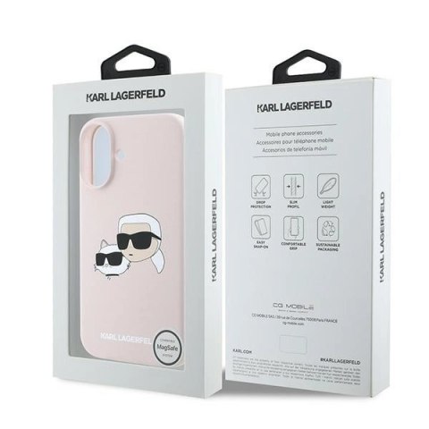 Etui Karl Lagerfeld Silicone nauble Heads Print MagSafe na iPhone 16 Plus - różowe Etui Karl Lagerfeld Silicone nauble Heads Print MagSafe na iPhone 16 Plus - różowe