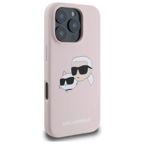 Etui Karl Lagerfeld Silicone nauble Heads Print MagSafe na iPhone 16 Pro Max - różowe