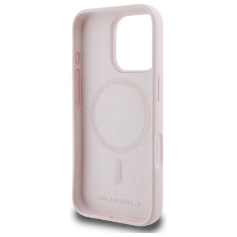 Etui Karl Lagerfeld Silicone nauble Heads Print MagSafe na iPhone 16 Pro Max - różowe
