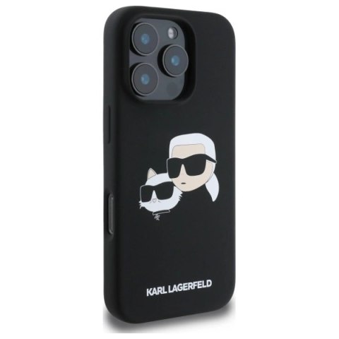 Etui Karl Lagerfeld Silicone nauble Heads Print MagSafe na iPhone 16 Pro - czarne