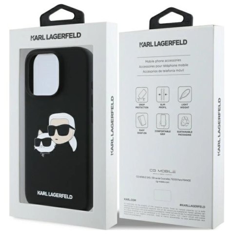 Etui Karl Lagerfeld Silicone nauble Heads Print MagSafe na iPhone 16 Pro - czarne