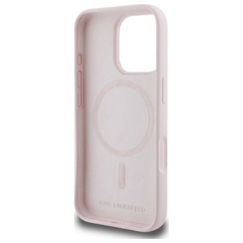 Etui Karl Lagerfeld Silicone nauble Heads Print MagSafe na iPhone 16 Pro - różowe Etui Karl Lagerfeld Silicone nauble Heads Print MagSafe na iPhone 16 Pro - różowe