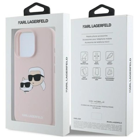 Etui Karl Lagerfeld Silicone nauble Heads Print MagSafe na iPhone 16 Pro - różowe Etui Karl Lagerfeld Silicone nauble Heads Print MagSafe na iPhone 16 Pro - różowe