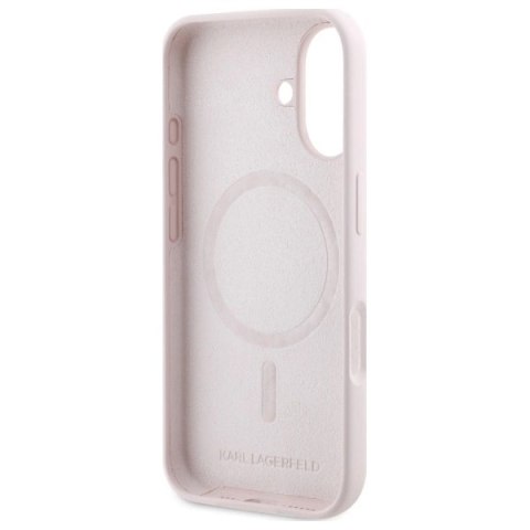 Etui Karl Lagerfeld Silicone nauble Heads Print MagSafe na iPhone 16 - różowe