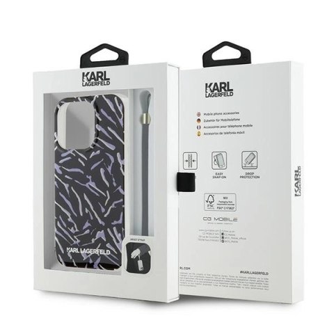 Etui Karl Lagerfeld Zebra With Cord na iPhone 15 Pro Max - fioletowe Etui Karl Lagerfeld Zebra With Cord na iPhone 15 Pro Max - fioletowe
