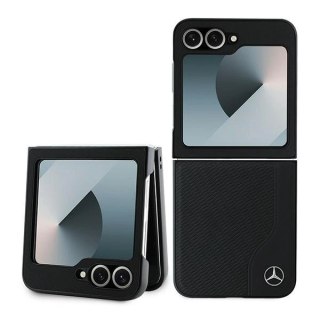 Etui Mercedes Leather Wood Imitation MagSafe na Samsung Galaxy Z Flip 6 - czarne