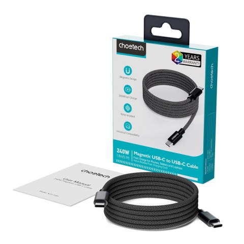 Kabel Choetech XCC-1054 240W z Power Delivery 3.1 USB-C magnetyczny 1,2m - czarny Kabel Choetech XCC-1054 240W z Power Delivery 3.1 USB-C magnetyczny 1,2m - czarny