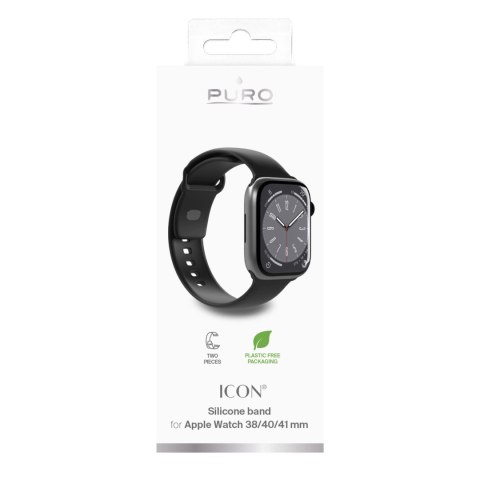 Pasek silikonowy Puro Icon do Apple Watch 38 / 40 / 41 mm - czarny (2 szt.)
