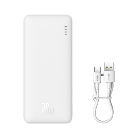 Powerbank Baseus Airpow 20W 10000mAh z kablem Baseus Simple Series USB-A - USB-C 30 cm - biały Powerbank Baseus Airpow 20W 10000mAh z kablem Baseus Simple Series USB-A - USB-C 30 cm - biały