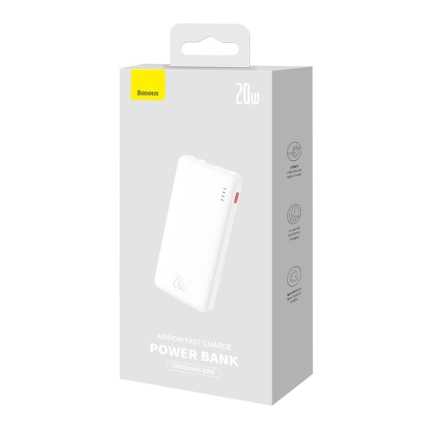Powerbank Baseus Airpow 20W 10000mAh z kablem Baseus Simple Series USB-A - USB-C 30 cm - biały Powerbank Baseus Airpow 20W 10000mAh z kablem Baseus Simple Series USB-A - USB-C 30 cm - biały