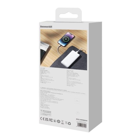Powerbank Baseus Airpow 20W 10000mAh z kablem Baseus Simple Series USB-A - USB-C 30 cm - biały Powerbank Baseus Airpow 20W 10000mAh z kablem Baseus Simple Series USB-A - USB-C 30 cm - biały