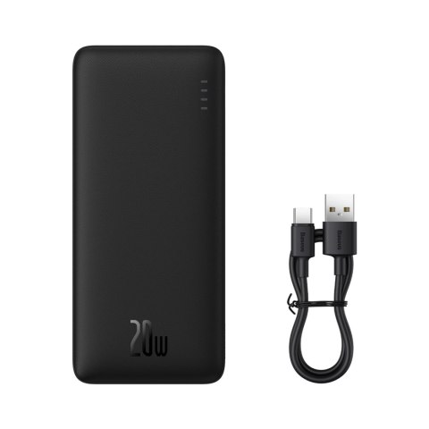 Powerbank Baseus Airpow 20W 10000mAh z kablem Baseus Simple Series USB-A - USB-C 30 cm - czarny Powerbank Baseus Airpow 20W 10000mAh z kablem Baseus Simple Series USB-A - USB-C 30 cm - czarny