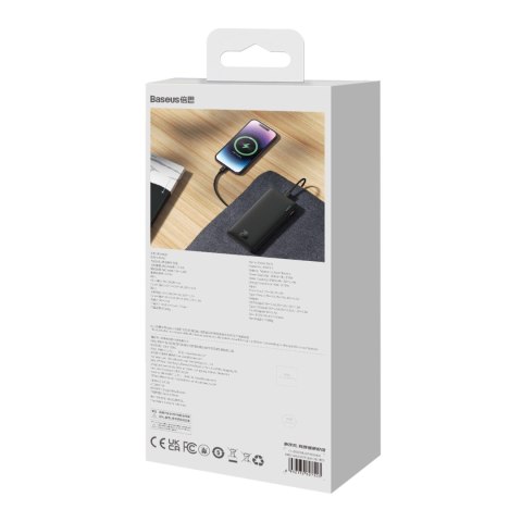 Powerbank Baseus Airpow 20W 10000mAh z kablem Baseus Simple Series USB-A - USB-C 30 cm - czarny Powerbank Baseus Airpow 20W 10000mAh z kablem Baseus Simple Series USB-A - USB-C 30 cm - czarny