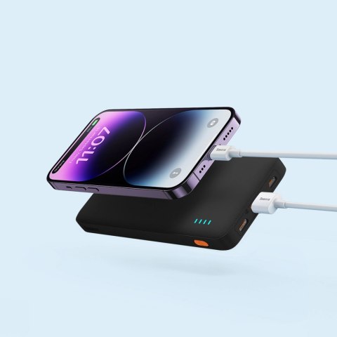 Powerbank Baseus Airpow 20W 10000mAh z kablem Baseus Simple Series USB-A - USB-C 30 cm - czarny Powerbank Baseus Airpow 20W 10000mAh z kablem Baseus Simple Series USB-A - USB-C 30 cm - czarny