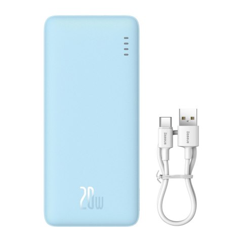 Powerbank Baseus Airpow 20W 20000mAh z białym kablem Baseus Simple Series USB-A - USB-C 50cm - niebieski Powerbank Baseus Airpow 20W 20000mAh z białym kablem Baseus Simple Series USB-A - USB-C 50cm - niebieski
