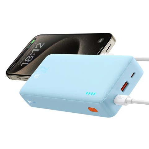 Powerbank Baseus Airpow 20W 20000mAh z białym kablem Baseus Simple Series USB-A - USB-C 50cm - niebieski Powerbank Baseus Airpow 20W 20000mAh z białym kablem Baseus Simple Series USB-A - USB-C 50cm - niebieski