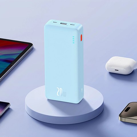 Powerbank Baseus Airpow 20W 20000mAh z białym kablem Baseus Simple Series USB-A - USB-C 50cm - niebieski Powerbank Baseus Airpow 20W 20000mAh z białym kablem Baseus Simple Series USB-A - USB-C 50cm - niebieski