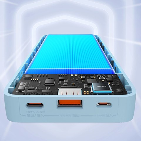 Powerbank Baseus Airpow 20W 20000mAh z białym kablem Baseus Simple Series USB-A - USB-C 50cm - niebieski Powerbank Baseus Airpow 20W 20000mAh z białym kablem Baseus Simple Series USB-A - USB-C 50cm - niebieski