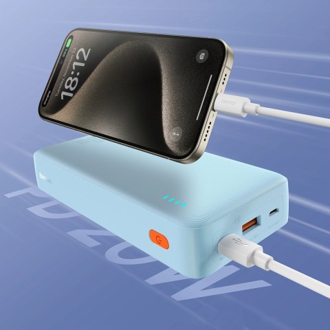 Powerbank Baseus Airpow 20W 20000mAh z białym kablem Baseus Simple Series USB-A - USB-C 50cm - niebieski Powerbank Baseus Airpow 20W 20000mAh z białym kablem Baseus Simple Series USB-A - USB-C 50cm - niebieski