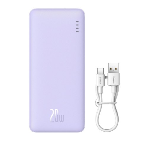 Powerbank Baseus Airpow 20W 20000mAh z kablem Baseus Simple Series USB-A - USB-C 50 cm - fioletowy Powerbank Baseus Airpow 20W 20000mAh z kablem Baseus Simple Series USB-A - USB-C 50 cm - fioletowy