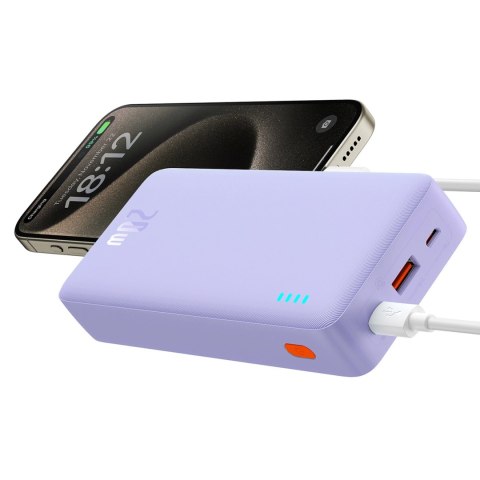 Powerbank Baseus Airpow 20W 20000mAh z kablem Baseus Simple Series USB-A - USB-C 50 cm - fioletowy Powerbank Baseus Airpow 20W 20000mAh z kablem Baseus Simple Series USB-A - USB-C 50 cm - fioletowy