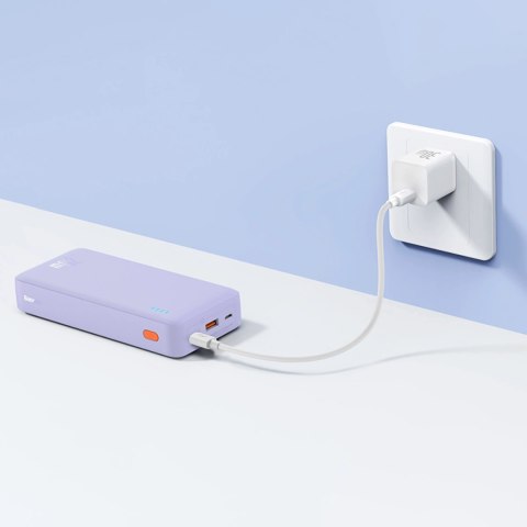 Powerbank Baseus Airpow 20W 20000mAh z kablem Baseus Simple Series USB-A - USB-C 50 cm - fioletowy Powerbank Baseus Airpow 20W 20000mAh z kablem Baseus Simple Series USB-A - USB-C 50 cm - fioletowy
