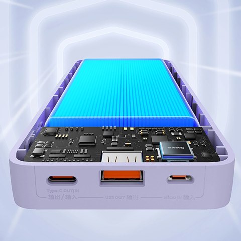 Powerbank Baseus Airpow 20W 20000mAh z kablem Baseus Simple Series USB-A - USB-C 50 cm - fioletowy Powerbank Baseus Airpow 20W 20000mAh z kablem Baseus Simple Series USB-A - USB-C 50 cm - fioletowy