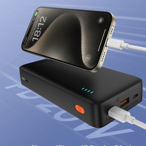 Powerbank Baseus Airpow 20W 20000mAh z kablem Baseus Simple Series USB-A - USB-C 50cm - czarny Powerbank Baseus Airpow 20W 20000mAh z kablem Baseus Simple Series USB-A - USB-C 50cm - czarny