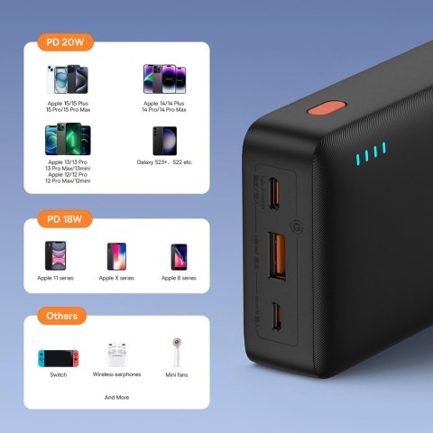 Powerbank Baseus Airpow 20W 20000mAh z kablem Baseus Simple Series USB-A - USB-C 50cm - czarny Powerbank Baseus Airpow 20W 20000mAh z kablem Baseus Simple Series USB-A - USB-C 50cm - czarny