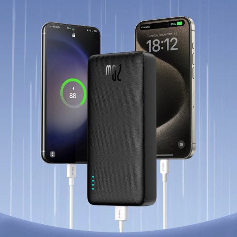 Powerbank Baseus Airpow 20W 20000mAh z kablem Baseus Simple Series USB-A - USB-C 50cm - czarny Powerbank Baseus Airpow 20W 20000mAh z kablem Baseus Simple Series USB-A - USB-C 50cm - czarny