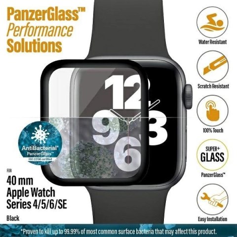Szkło hartowane PanzerGlass Curved antybakteryjne na Apple Watch 4/5/6/SE - 40mm - czarne