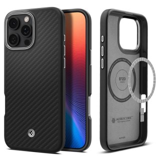 Etui Spigen Enzo Aramid Mag z MagSafe na iPhone 16 Pro - czarno-srebrne